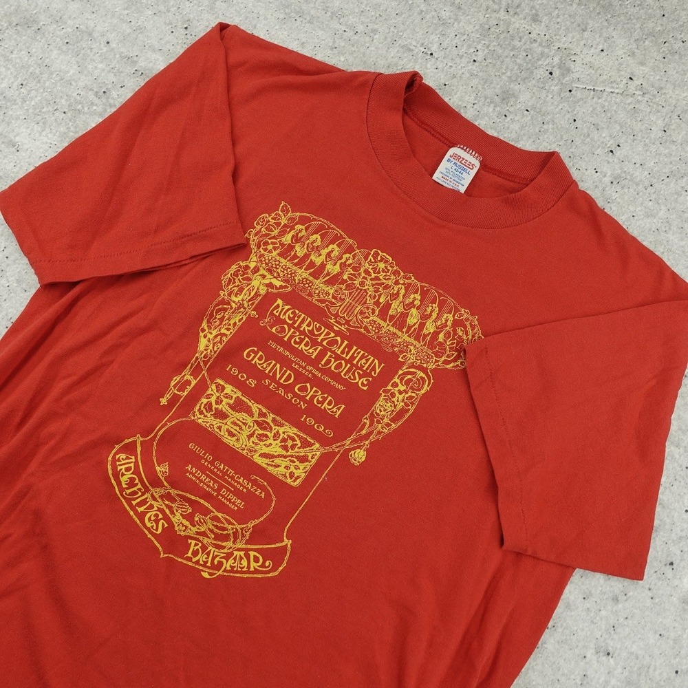 Vintage Jerzees Metropolitan Opera House 1908-1909 Red Single Stitch T-Shirt L
